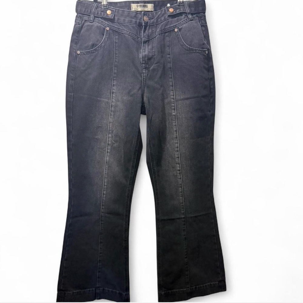 NWT ROCK & ROLL DENIM Black Trouser Jeans with front seam Size 30”